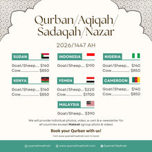 Load image into Gallery viewer, Qurban/Aqiqah/Sadaqah/Nazar 2026/1447H